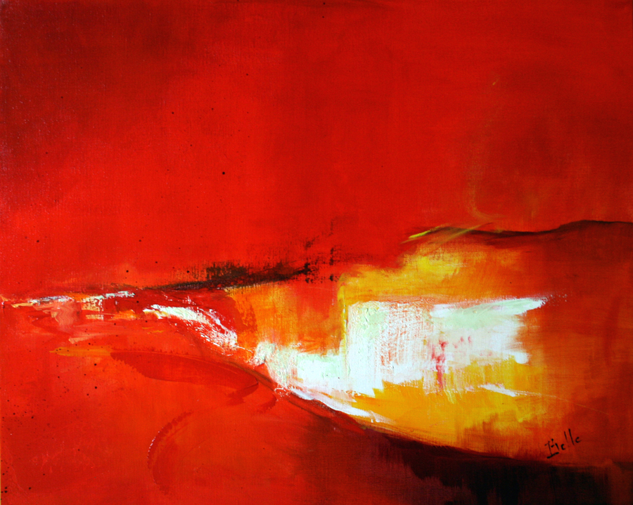 Peinture de Mireille Belle, acrylique, Variations Rouges