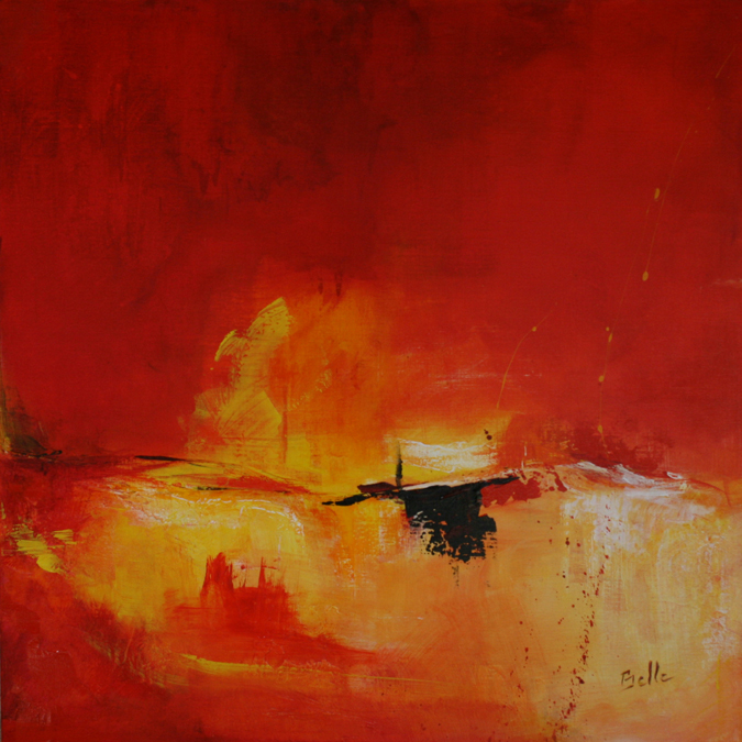 Peinture de Mireille Belle, acrylique, Variations Rouges